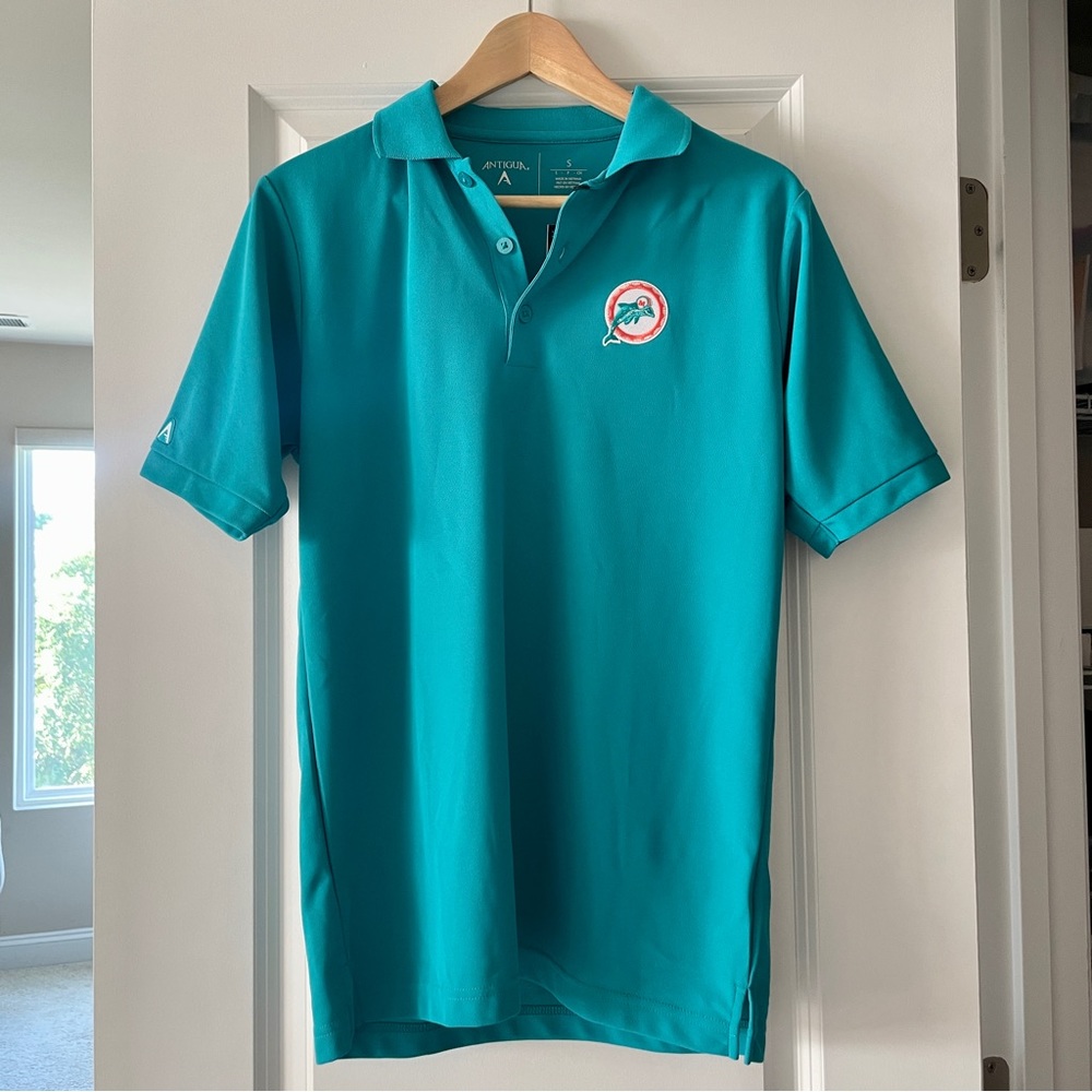 NWT Miami Dolphins Polo Shirt - Antigua Vintage Logo Legacy Pique - Small - NFL